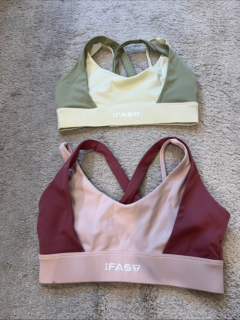 Women’s Colorblock Sports Bralette - Olive/light green and Mauve/Rose